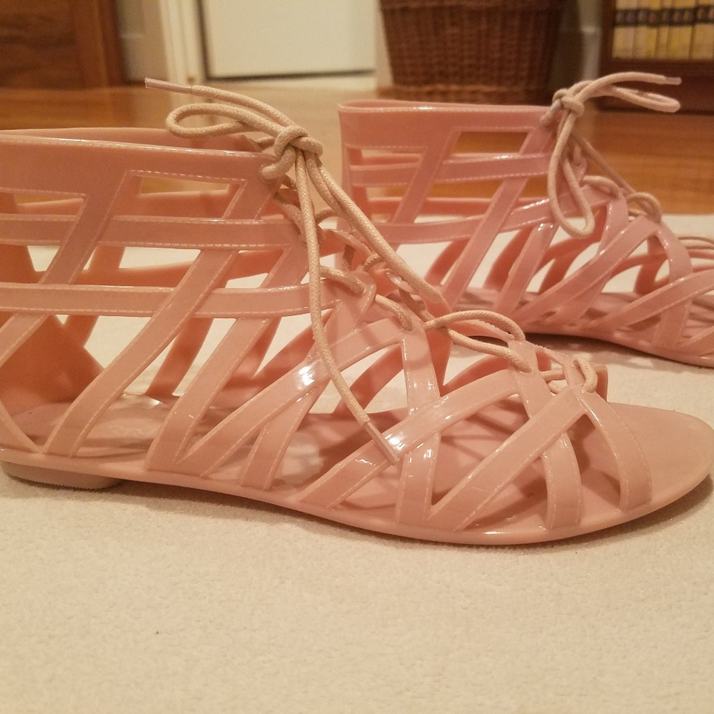 Pink Dirty Laundry Cage Jelly Sandals